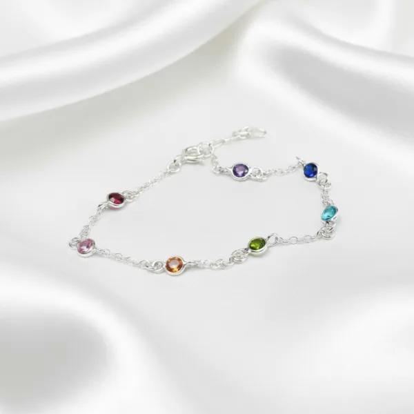 Rainbow Bezel Station Bracelet