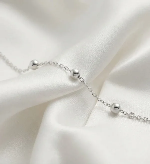 Delicate 925 Sterling Silver Beaded Bracelet