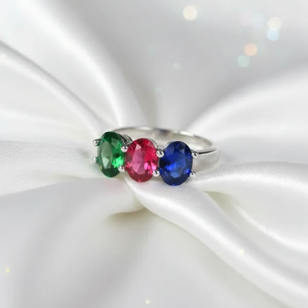 Vibrant Oval Triple-Stone Ring