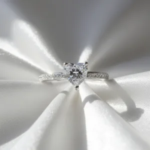 Heart Solitaire Pavé Ring