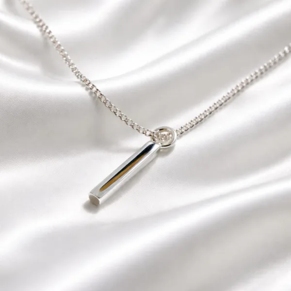 Sterling Silver Polished Bar Pendant Necklace