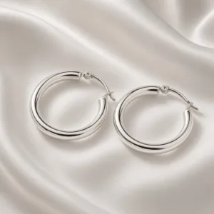 18mm Bold Sterling Silver Hoop Earrings