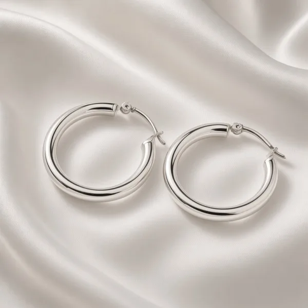 18mm Bold Sterling Silver Hoop Earrings